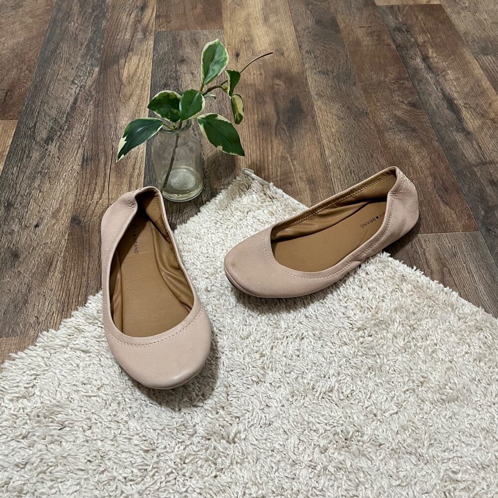 Lucky Brand Size 8.5 M Beige Leather Erin Slip-On Ballet Flats